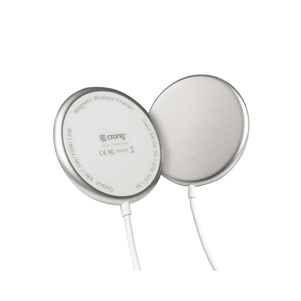 Hurtownia GSM - Bezdrátová nabíječka MagSafe Crong MagSpot Wireless Charger 15W (Stříbrná Bílá) - CRG542 - {ean13} - Hurt