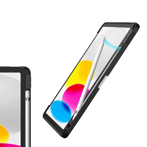 Etui Crong PrimeFolio Apple iPad 10.9" 2022 / 11" 2025 Pencil charger (czarny/przezroczysty)