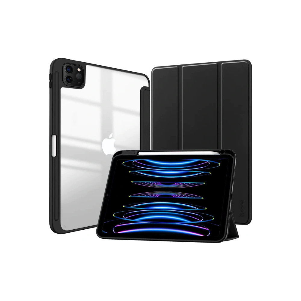 Hurtownia GSM - Case Crong PrimeFolio Apple iPad Air 10.9 2020/2022 (4, 5 Gen) / iPad Pro 11 2021/2022 (3, 4 Gen) / iPad Air 11 2024 (6. Generation) Pencil-Ladegerät (schwarz/transparent) - CRG545 - {ean13} - Hurt