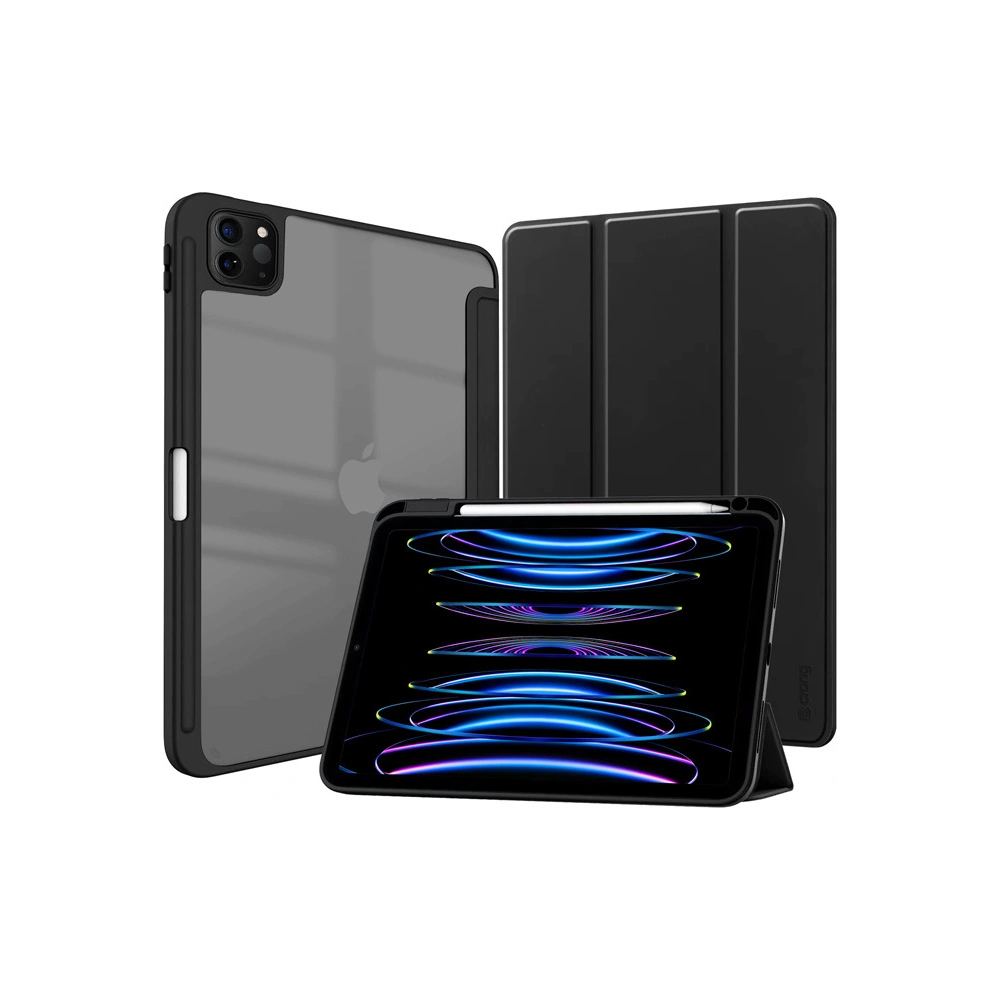 Hurtownia GSM - Etui Crong PrimeFolio Apple iPad Air 10.9 2020/2022 (4, 5 gen) / iPad Pro 11 2021/2022 (3, 4 gen) / iPad Air 11 2024 (6. generație) încărcător pentru Pencil (negru/transparent) - CRG545 - {ean13} - Hurt