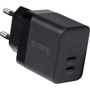 Ładowarka sieciowa Crong Utra Compact GaN 35W PD 3.0 2x USB-C (czarny)