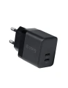 Hálózati töltő Crong Ultra Compact GaN 35W PD 3.0 2x USB-C (fekete)