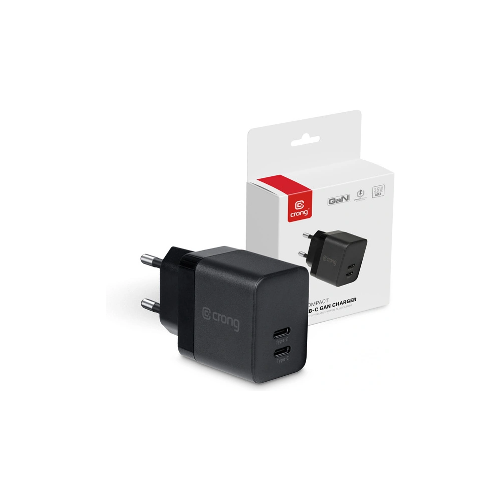 Hurtownia GSM - Nabíječka Crong Utra Compact GaN 35W PD 3.0 2x USB-C (černá) - CRG558 - {ean13} - Hurt