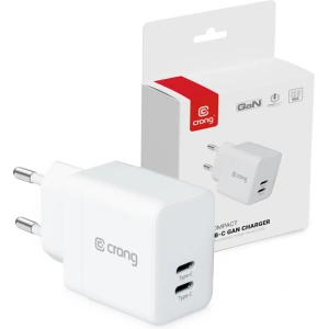 Crong Utra Compact Charger GaN 35W PD 3.0 2x USB-C (white)