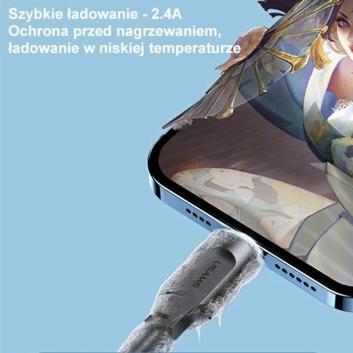 Kabel USAMS Lithe Series USB/Lightning Fast Charging 2,4A 1,2m czarny/black (US-SJ565)