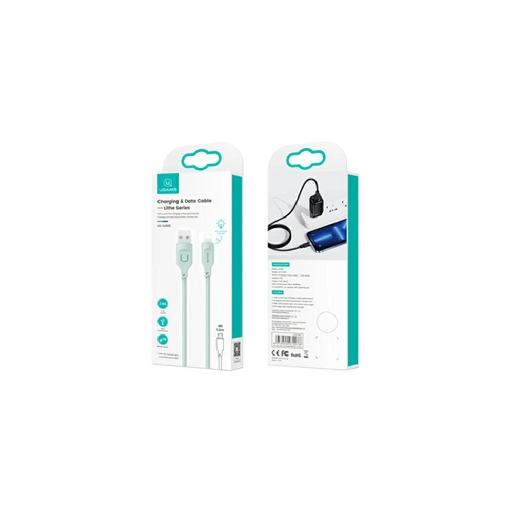 Hurtownia GSM - USAMS Lithe Series USB/Lightning Schnelllade-Kabel 2,4A 1,2m grün (US-SJ565) - USA839 - {ean13} - Hurt