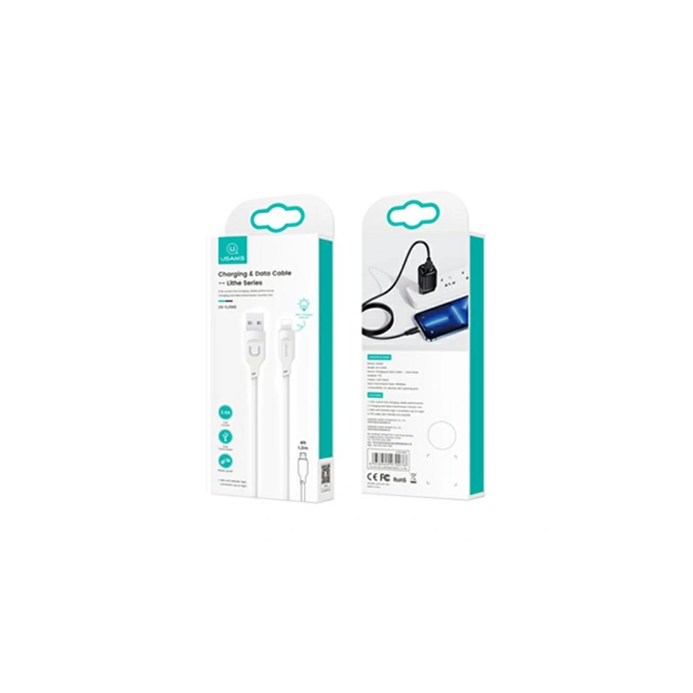 Hurtownia GSM - USAMS Lithe Series USB/Lightning Schnelllade-Kabel 2,4A 1,2m weiß (US-SJ565) - USA840 - {ean13} - Hurt
