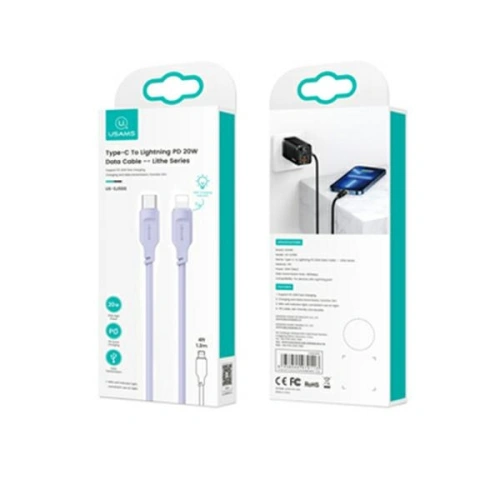 Kabel USAMS Lithe Series USB-C/Lightning PD Fast Charging 1,2m 20W purpurowy/purple (US-SJ566)