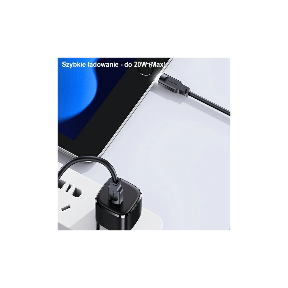 Hurtownia GSM - USAMS Lithe Series Kabel USB-C/Lightning PD Schnellladung 1,2m 20W schwarz (US-SJ566) - USA844 - {ean13} - Hurt