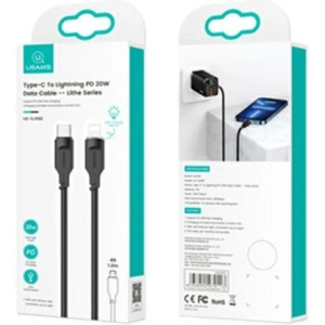 USAMS Lithe Series Kabel USB-C/Lightning PD Schnellladung 1,2m 20W schwarz (US-SJ566)