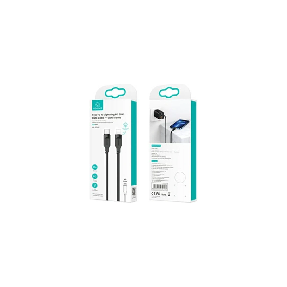 Hurtownia GSM - Kabel USAMS Lithe Series USB-C/Lightning PD Fast Charging 1,2m 20W černý/black (US-SJ566) - USA844 - {ean13} - Hurt