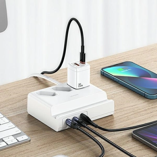 Listwa zasilająca USAMS USB Extension Socket 65W Super Si Fast Charging biały/white CC160TC01 (US-CC160)