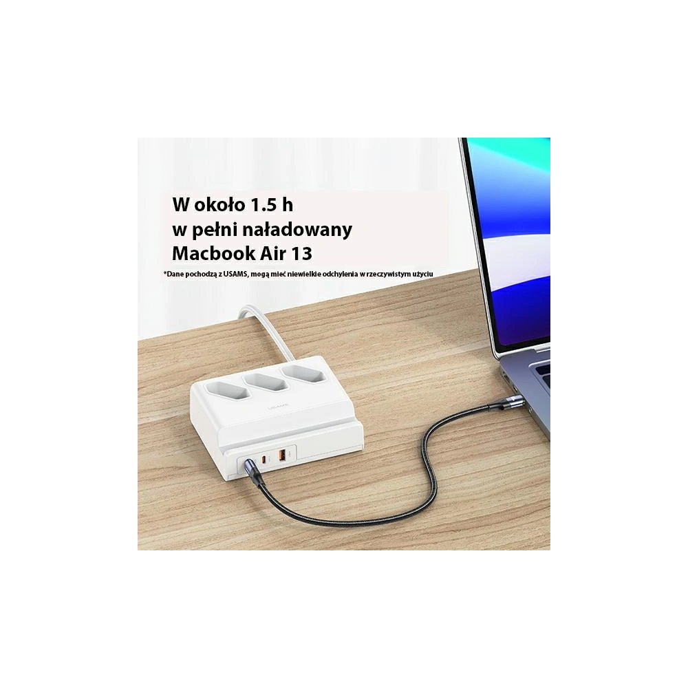 Hurtownia GSM - Napájecí lišta USAMS USB prodlužovací zásuvka 65W Super Si rychlé nabíjení bílá/white CC160TC01 (US-CC160) - USA853 - {ean13} - Hurt