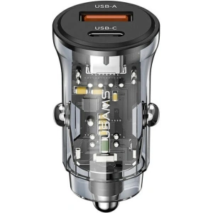 Hurtownia GSM - USAMS C32 autós töltő 1xUSB+1xUSB-C 30W Gyors Töltés fekete (US-CC164) - USA855 - {ean13} - Hurt