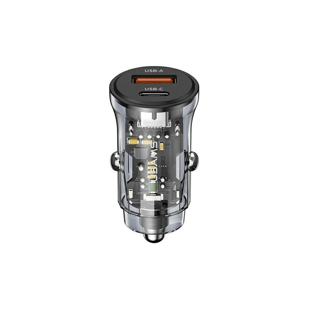 Hurtownia GSM - USAMS C32 Auto-Ladegerät 1xUSB+1xUSB-C 30W Schnellladung schwarz (US-CC164) - USA855 - {ean13} - Hurt