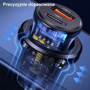 Hurtownia GSM - USAMS C32 autós töltő 1xUSB+1xUSB-C 30W Gyors Töltés fekete (US-CC164) - USA855 - {ean13} - Hurt