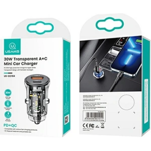 Hurtownia GSM - USAMS C32 autós töltő 1xUSB+1xUSB-C 30W Gyors Töltés fekete (US-CC164) - USA855 - {ean13} - Hurt