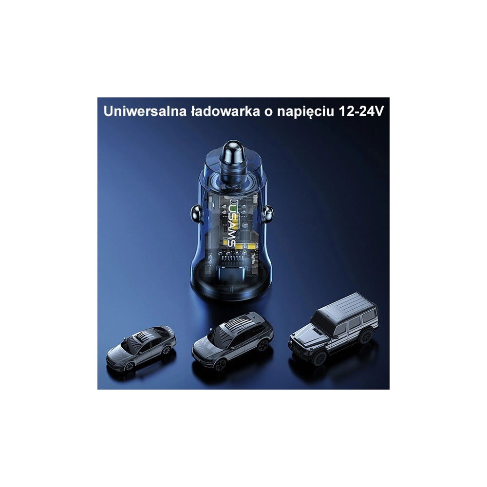 Hurtownia GSM - USAMS C32 Auto-Ladegerät 1xUSB+1xUSB-C 30W Schnellladung blau (US-CC164) - USA856 - {ean13} - Hurt