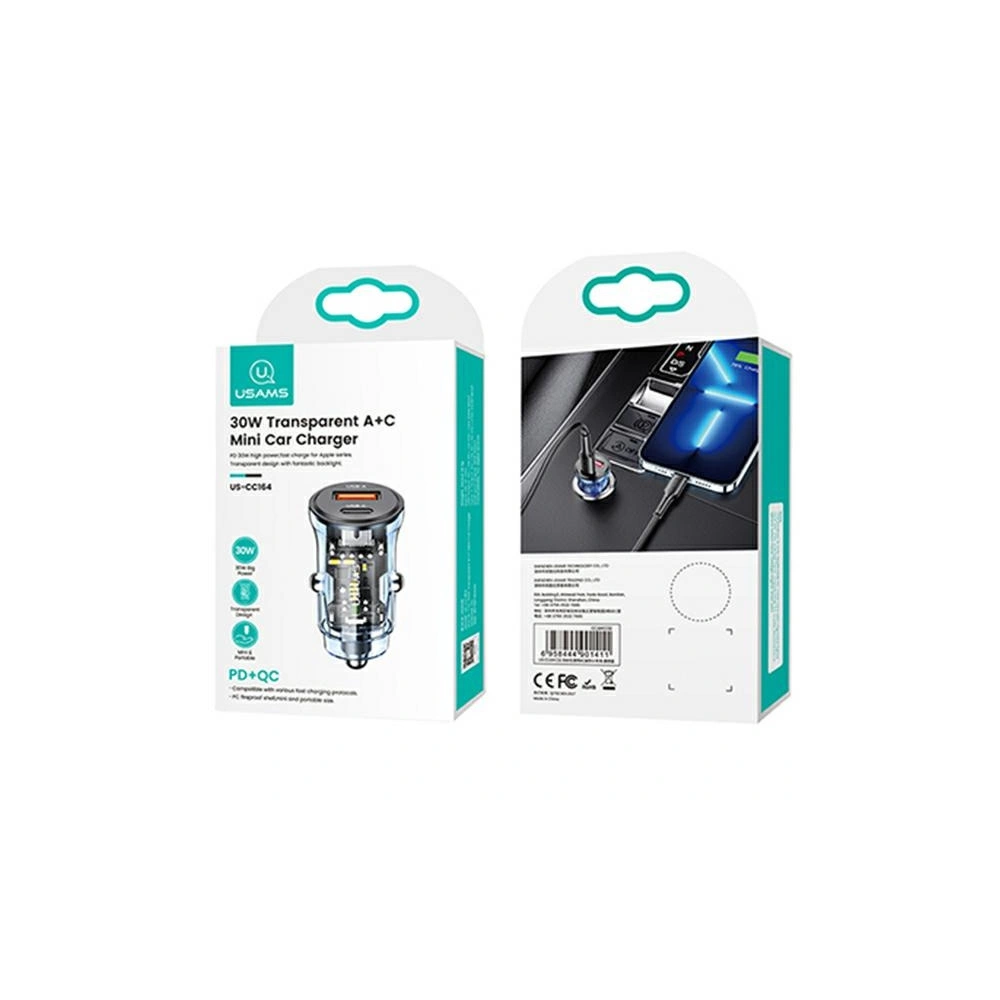 Hurtownia GSM - USAMS C32 autós töltő 1xUSB+1xUSB-C 30W Gyors Töltés kék (US-CC164) - USA856 - {ean13} - Hurt