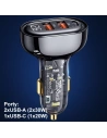 Hurtownia GSM - USAMS autós töltő 2xUSB+1xUSB-C 80W Gyors Töltés + USB-C/USB-C kábel BXLACCTC01 - USA857 - {ean13} - Hurt