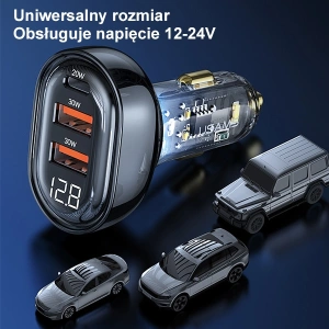 Hurtownia GSM - USAMS autós töltő 2xUSB+1xUSB-C 80W Gyors Töltés + USB-C/USB-C kábel BXLACCTC01 - USA857 - {ean13} - Hurt