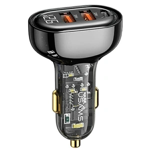 Hurtownia GSM - USAMS autós töltő 2xUSB+1xUSB-C 80W Gyors Töltés fekete (US-CC159) - USA858 - {ean13} - Hurt