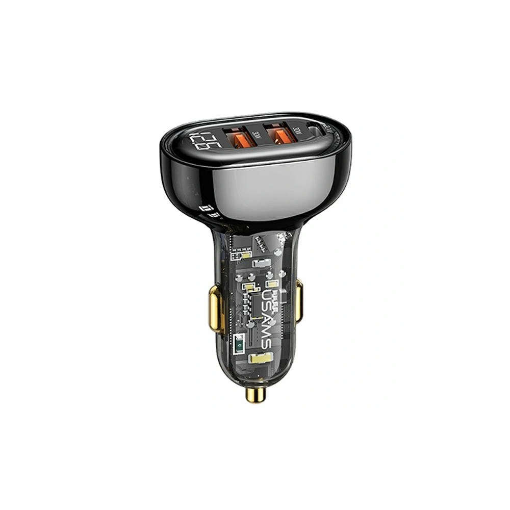 Hurtownia GSM - USAMS autós töltő 2xUSB+1xUSB-C 80W Gyors Töltés fekete (US-CC159) - USA858 - {ean13} - Hurt