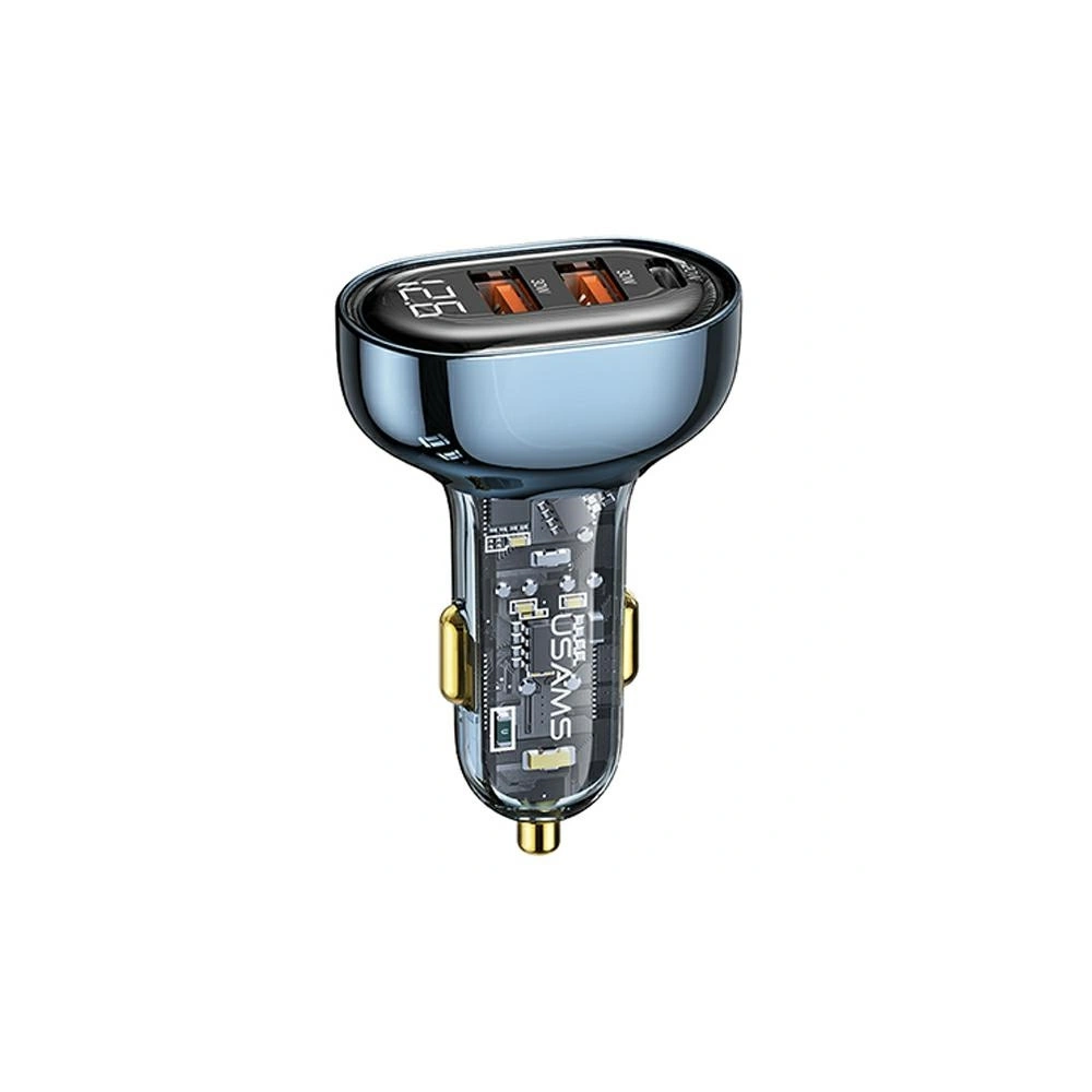Hurtownia GSM - Autonabíječka USAMS 2xUSB+1xUSB-C 80W Fast Charge modrá (US-CC159) - USA859 - {ean13} - Hurt