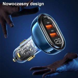 Hurtownia GSM - Autonabíječka USAMS 2xUSB+1xUSB-C 80W Fast Charge modrá (US-CC159) - USA859 - {ean13} - Hurt