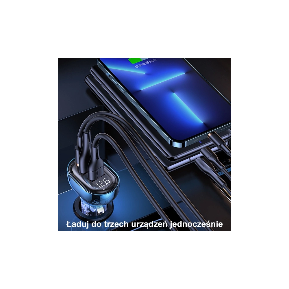 Hurtownia GSM - USAMS autós töltő 2xUSB+1xUSB-C 80W Gyors Töltés kék/szín (US-CC159) - USA859 - {ean13} - Hurt