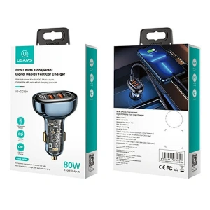 Hurtownia GSM - USAMS autós töltő 2xUSB+1xUSB-C 80W Gyors Töltés kék/szín (US-CC159) - USA859 - {ean13} - Hurt
