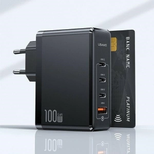 Ładowarka sieciowa USAMS T50 3xUSB-C+1xUSB GaN 100W PD Fast Charge czarny/black (US-CC163)
