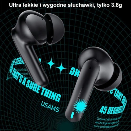 Słuchawki TWS USAMS XJ13 Gaming Earbuds Bluetooth 5.3 czarny/black (US-XJ13)