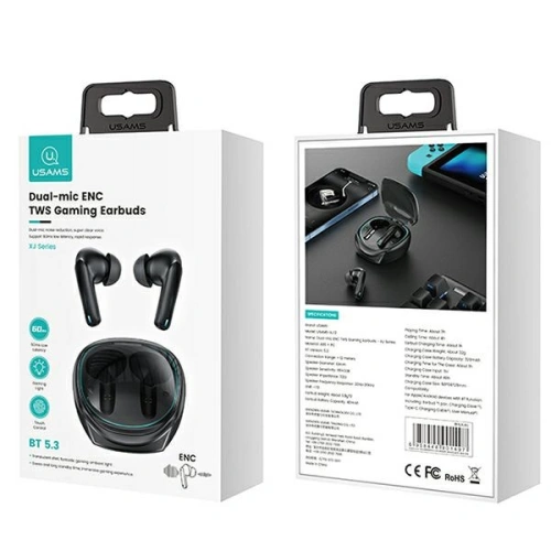 Słuchawki TWS USAMS XJ13 Gaming Earbuds Bluetooth 5.3 czarny/black (US-XJ13)