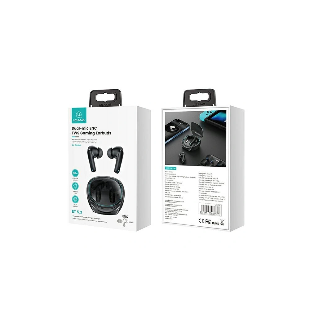 Hurtownia GSM - Căști TWS USAMS XJ13 Gaming Earbuds Bluetooth 5.3 negru/black (US-XJ13) - USA865 - {ean13} - Hurt