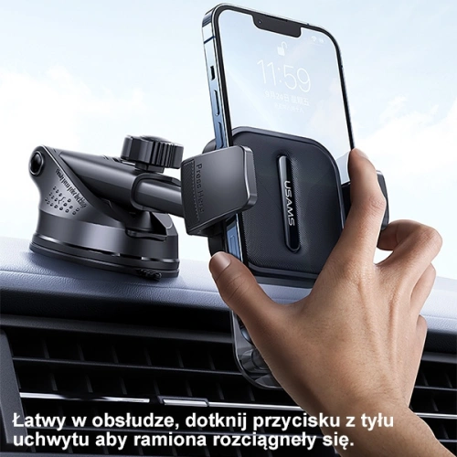 Uchwyt samochodowy USAMS na kokpit/do szyby czarny/black (US-ZJ072)