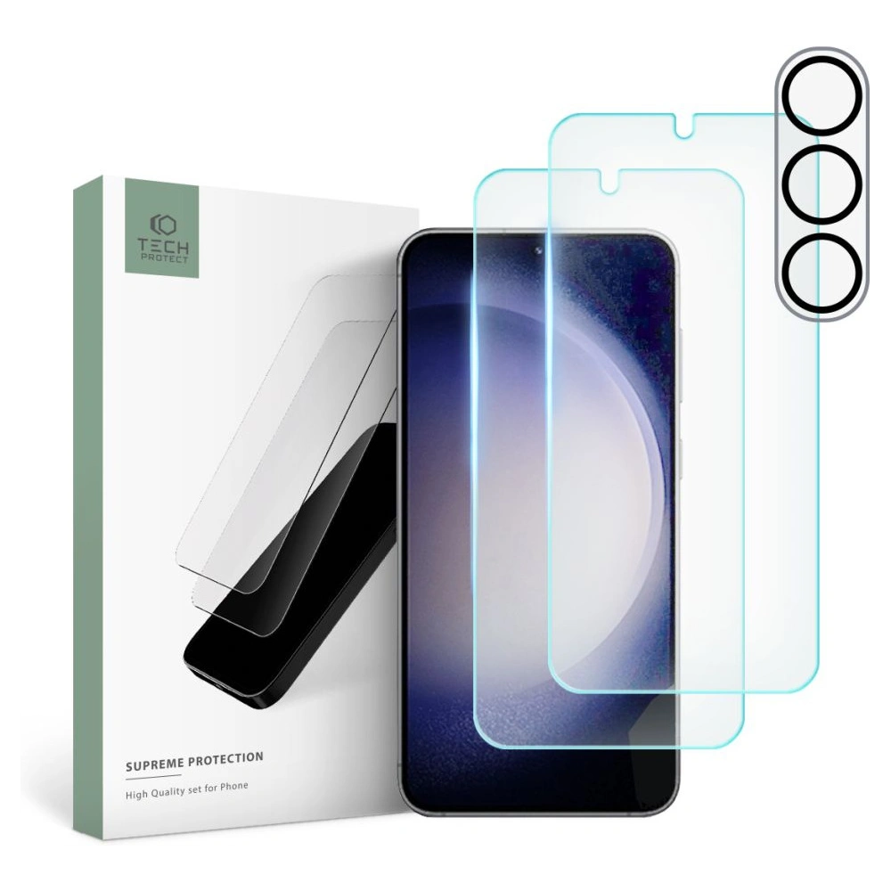 Hurtownia GSM - Edzett üveg + fényképezőgép objektívekhez Tech-Protect Supreme Set Samsung Galaxy S23 Clear [2+1 PACK] - THP1686 - {ean13} - Hurt