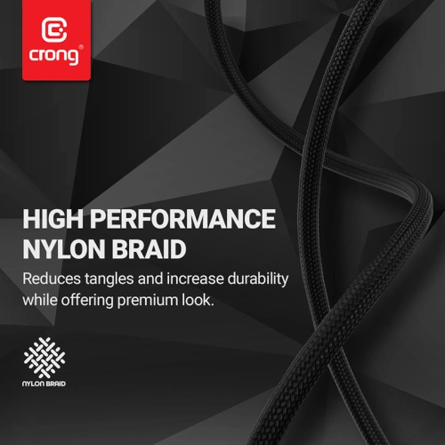 Kabel Crong Armor Link USB-A/USB-C 60W 3A 25cm (czarny)