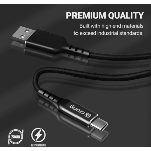 Hurtownia GSM - Kabel Crong Armor Link USB-A/USB-C 60W 3A 25cm (czarny) - CRG565 - {ean13} - Hurt
