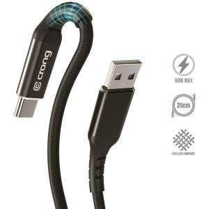 Hurtownia GSM - Kabel Crong Armor Link USB-A/USB-C 60W 3A 25cm (czarny) - CRG565 - {ean13} - Hurt