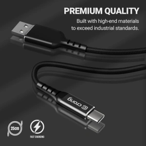 Hurtownia GSM - Kabel Crong Armor Link USB-C/USB-C 60W 3A 25cm (czarny) - CRG566 - {ean13} - Hurt