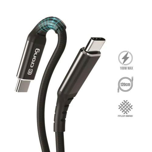 Kabel Crong Armor Link USB-C/USB-C 100W 5A 120cm (czarny)