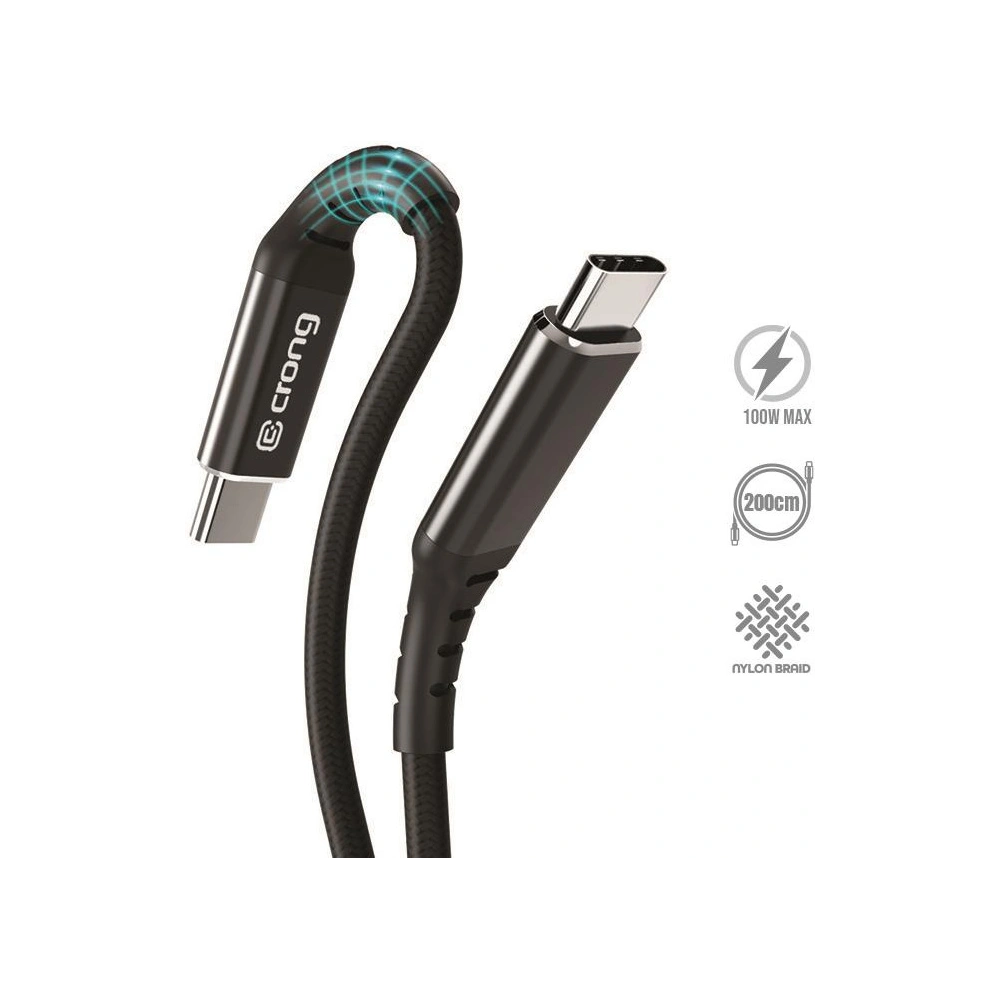 Hurtownia GSM - Kabel Crong Armor Link USB-C/USB-C 100W 5A 200cm (černý) - CRG568 - {ean13} - Hurt