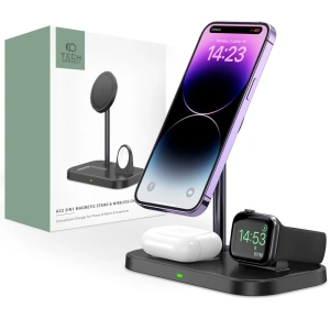 Hurtownia GSM - MagSafe vezeték nélküli töltő Tech-Protect Qi15W A22 3in1 Magnetic Vezeték nélküli töltő Fekete - THP1691 - {ean13} - Hurt