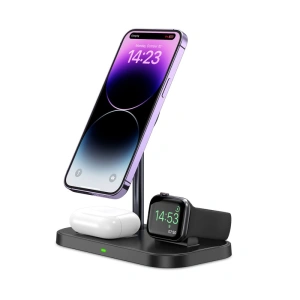 Hurtownia GSM - MagSafe vezeték nélküli töltő Tech-Protect Qi15W A22 3in1 Magnetic Vezeték nélküli töltő Fekete - THP1691 - {ean13} - Hurt
