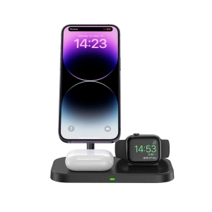 Hurtownia GSM - MagSafe vezeték nélküli töltő Tech-Protect Qi15W A22 3in1 Magnetic Vezeték nélküli töltő Fekete - THP1691 - {ean13} - Hurt