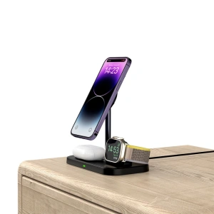 Hurtownia GSM - MagSafe vezeték nélküli töltő Tech-Protect Qi15W A22 3in1 Magnetic Vezeték nélküli töltő Fekete - THP1691 - {ean13} - Hurt
