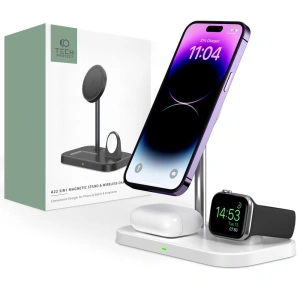 Hurtownia GSM - MagSafe vezeték nélküli töltő Tech-Protect Qi15W A22 3in1 Magnetic vezeték nélküli töltő fehér - THP1692 - {ean13} - Hurt