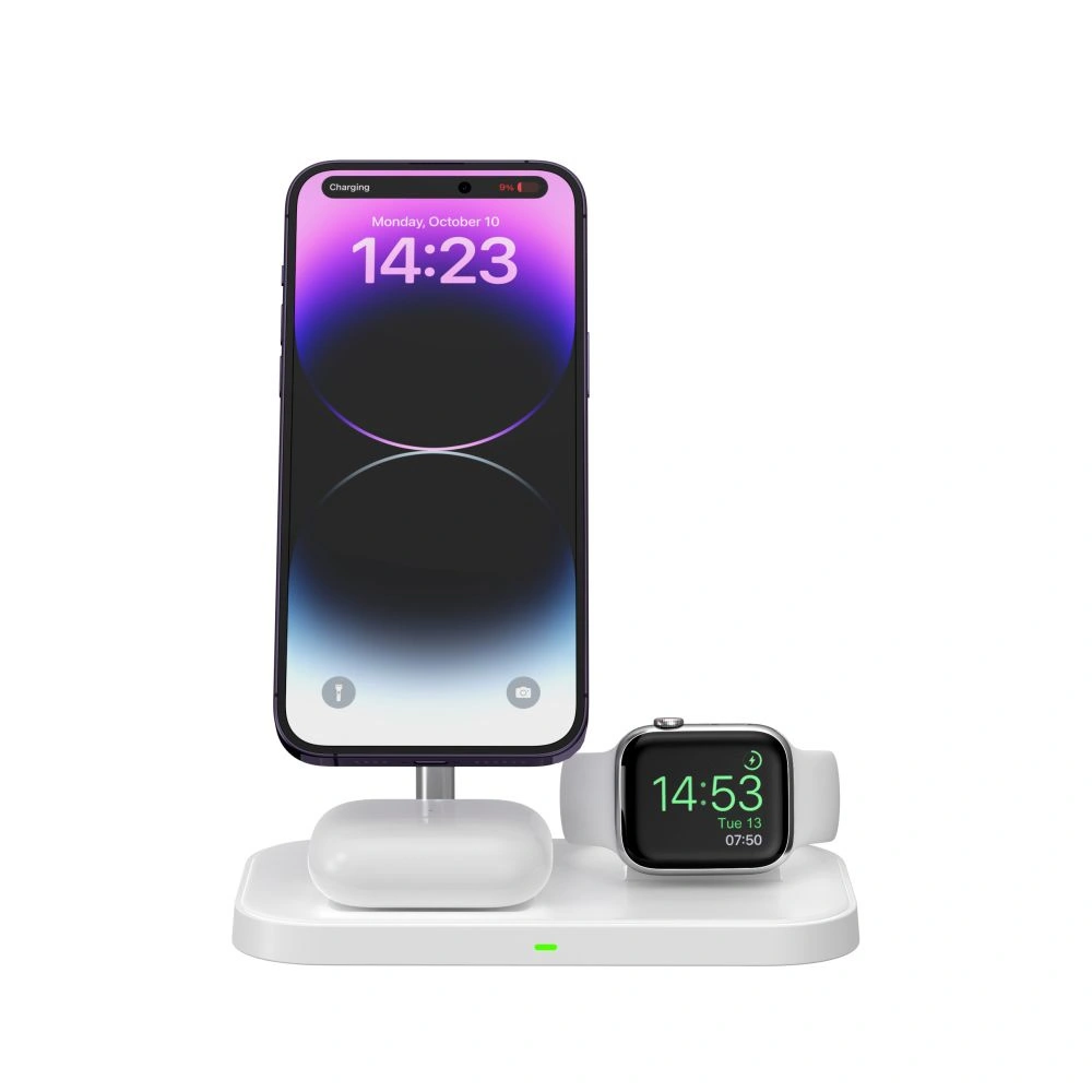 Hurtownia GSM - Kabelloses MagSafe-Ladegerät Tech-Protect Qi15W A22 3in1 Magnetic Wireless Charger Weiß - THP1692 - {ean13} - Hurt