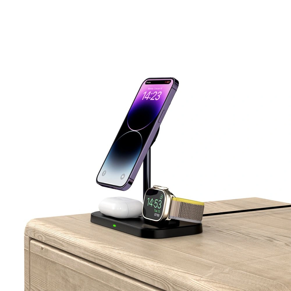 Hurtownia GSM - Kabelloses MagSafe-Ladegerät Tech-Protect Qi15W A22 3in1 Magnetic Wireless Charger Weiß - THP1692 - {ean13} - Hurt